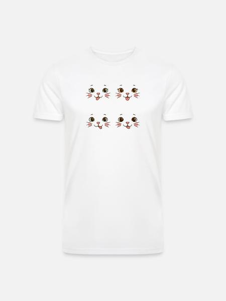 Four Playful Cat Faces - Men’s Tri-Blend Organic T-Shirt - white