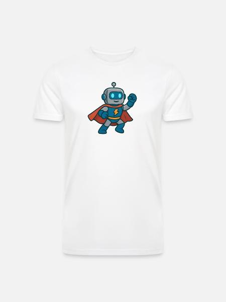 Robot Hero Lightning Cape - Men’s Tri-Blend Organic T-Shirt - white