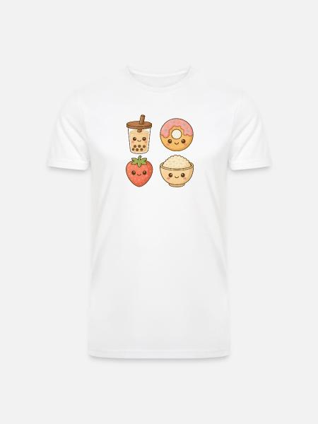 Kawaii Food Friends - Men’s Tri-Blend Organic T-Shirt - white
