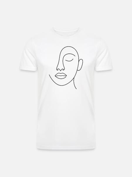 Minimal Line Portrait - Men’s Tri-Blend Organic T-Shirt - white