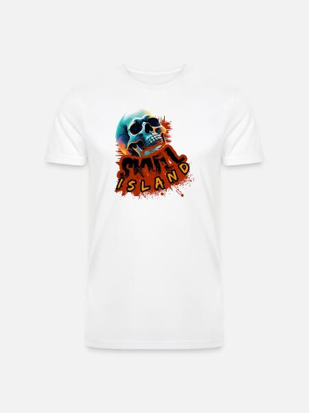 Skull Island Neon Splash - Men’s Tri-Blend Organic T-Shirt - white