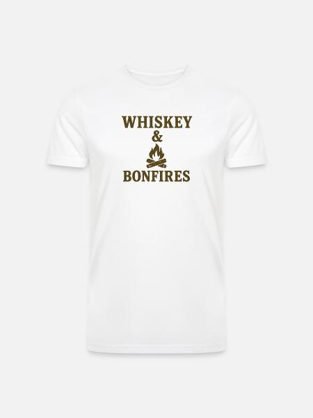 Whiskey & Bonfires Rustic Camp Graphic - Men’s Tri-Blend Organic T-Shirt - white
