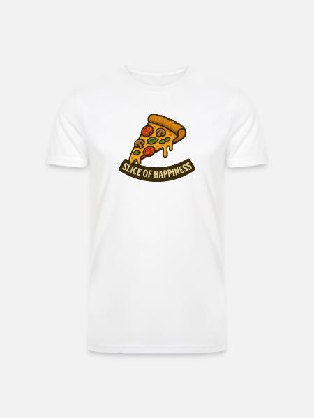 Slice of Happiness Pizza Slice - Men’s Tri-Blend Organic T-Shirt - white
