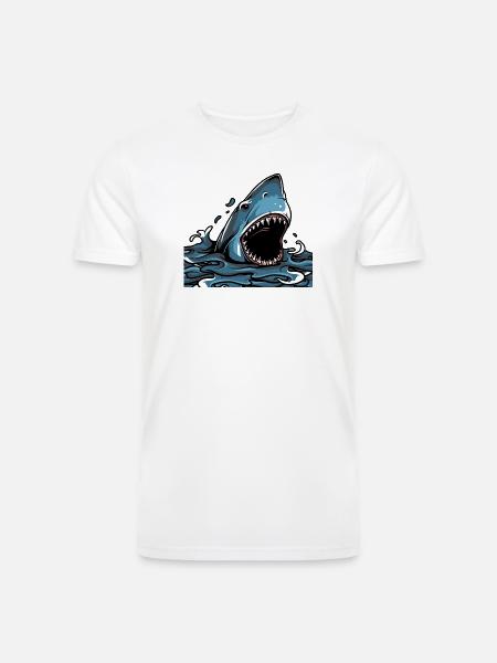 Shark Attack Splash - Men’s Tri-Blend Organic T-Shirt - white