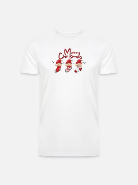 Merry Christmas Sock Trio - Men’s Tri-Blend Organic T-Shirt - white