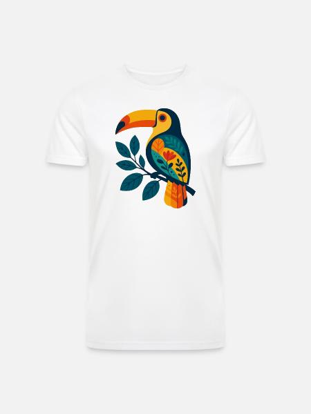 Bold Tropical Toucan Art - Men’s Tri-Blend Organic T-Shirt - white
