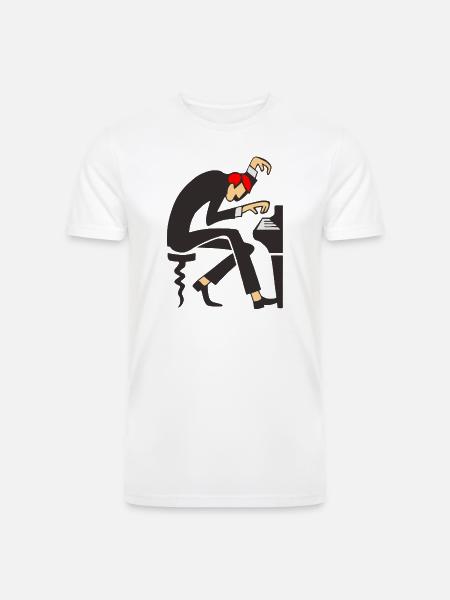 Piano Maestro Dizzy Pose - Men’s Tri-Blend Organic T-Shirt - white