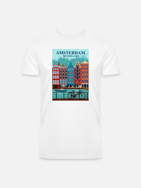 Amsterdam Travel - Men’s Tri-Blend Organic T-Shirt - white