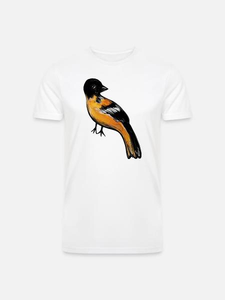 Ember Robin on Midnight - Men’s Tri-Blend Organic T-Shirt - white