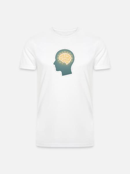 Neon Brain Glow Silhouette - Men’s Tri-Blend Organic T-Shirt - white