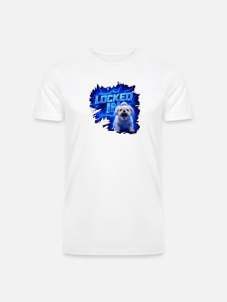 Locked In Pup Power - Men’s Tri-Blend Organic T-Shirt - white