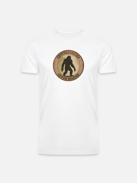 Cryptid Believer Sasquatch Coin - Men’s Tri-Blend Organic T-Shirt - white
