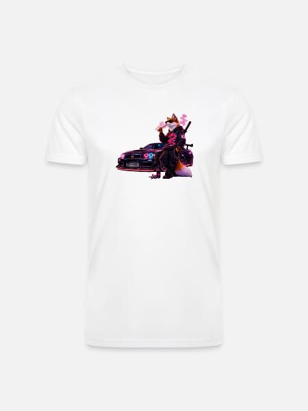 Neon Fox Racer - Men’s Tri-Blend Organic T-Shirt - white
