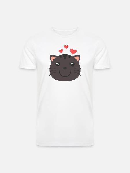 Heartfelt Cat Face - Men’s Tri-Blend Organic T-Shirt - white