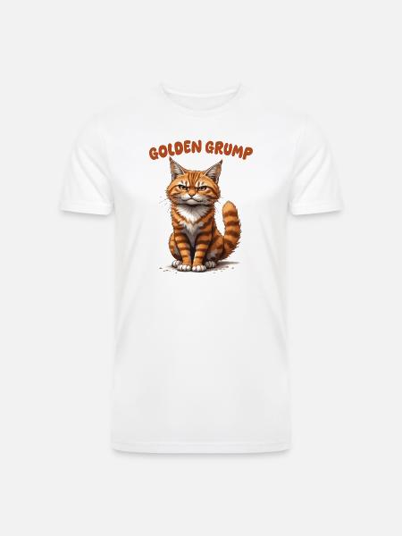 Golden Grump Cat - Men’s Tri-Blend Organic T-Shirt - white