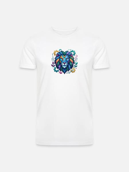 Vivid Circuit Lion Tech Art - Men’s Tri-Blend Organic T-Shirt - white