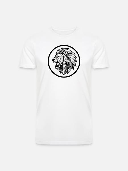 Future Tech Lion - Geometric Circuit Art - Men’s Tri-Blend Organic T-Shirt - white