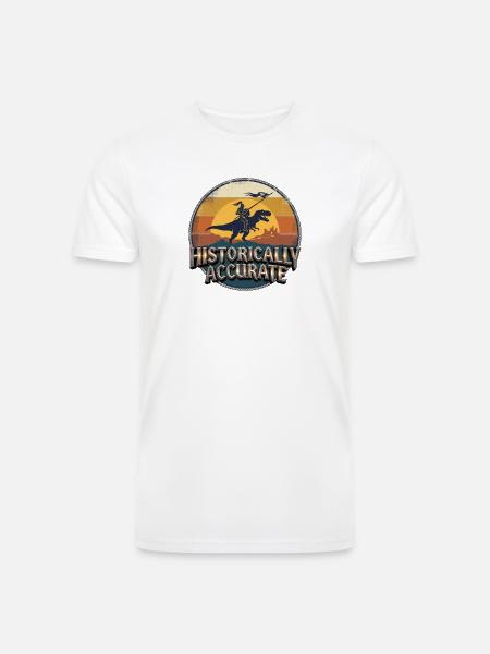 Knight on Dino at Sunset - Men’s Tri-Blend Organic T-Shirt - white