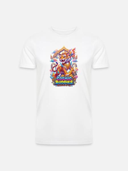 PyroTiger: The Golden Temple Guardian - Men’s Tri-Blend Organic T-Shirt - white