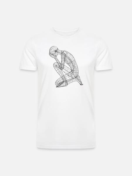 Kneeling Wireframe Figure - Men’s Tri-Blend Organic T-Shirt - white
