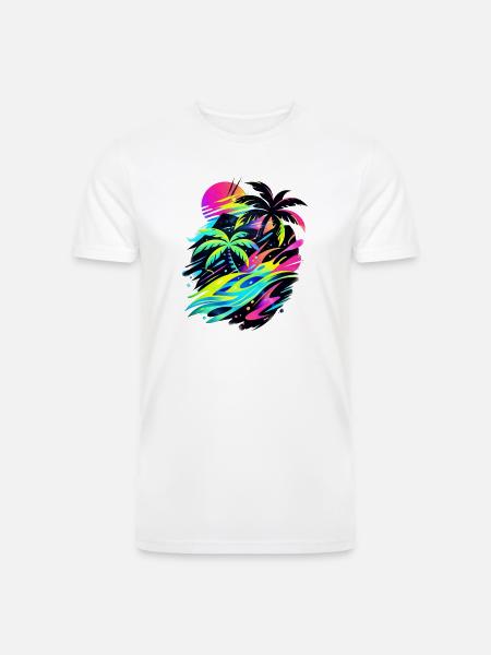 Neon Tropic Sunset Splash - Men’s Tri-Blend Organic T-Shirt - white