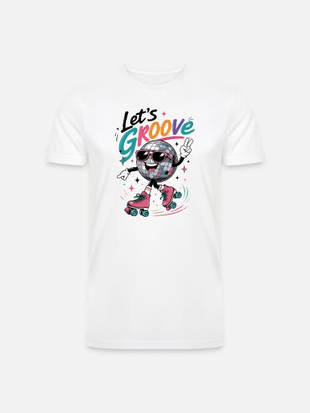 "Let's Groove" Retro Roller-Skating Disco - Men’s Tri-Blend Organic T-Shirt - white