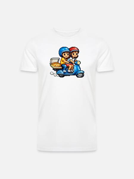 Boy and Girl on Vespa with Pizza! - Men’s Tri-Blend Organic T-Shirt - white
