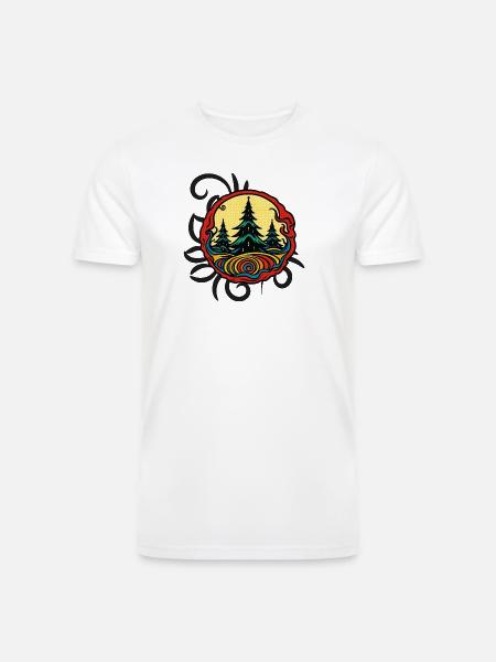 Forest Summit Badge Sunset - Men’s Tri-Blend Organic T-Shirt - white