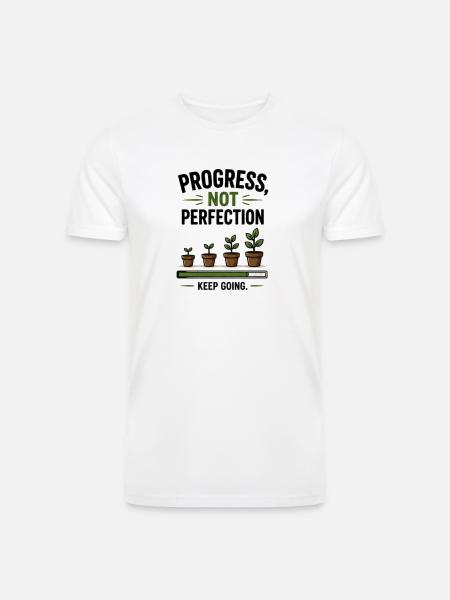 Progress Not Perfection Plant Growth - Men’s Tri-Blend Organic T-Shirt - white