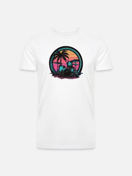 Trap Set Graphic - Men’s Tri-Blend Organic T-Shirt - white