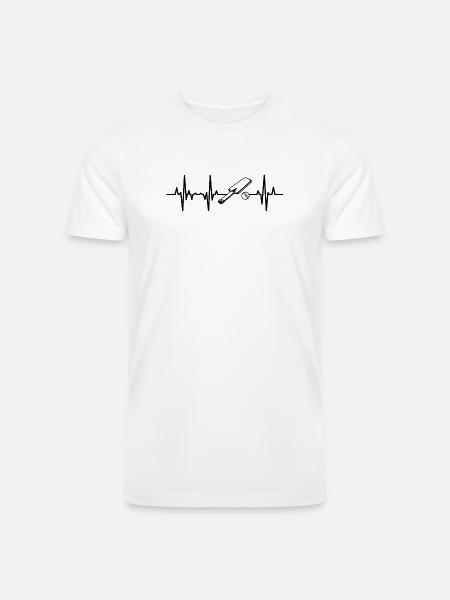 Cricket ECG Heartline - Men’s Tri-Blend Organic T-Shirt - white