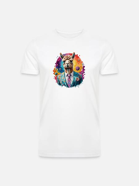 Alpaca in suit - Men’s Tri-Blend Organic T-Shirt - white