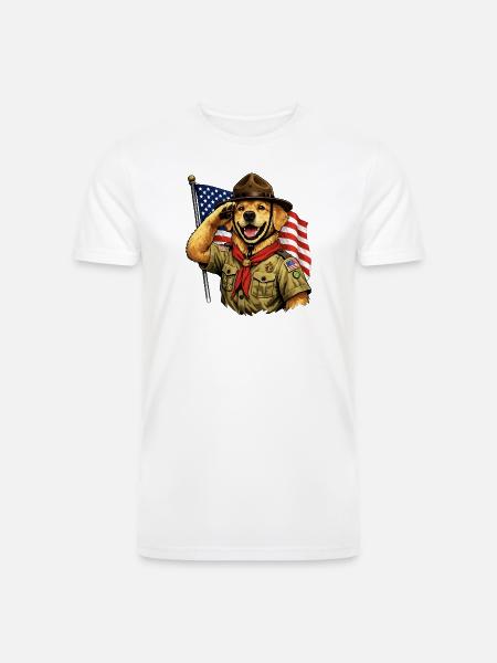 Patriotic Pup Scout Salute - Men’s Tri-Blend Organic T-Shirt - white