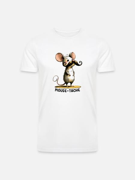 Funny Mouse Mouse-Tache - Men’s Tri-Blend Organic T-Shirt - white