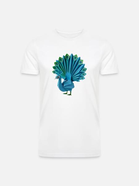 Origami Peacock - Men’s Tri-Blend Organic T-Shirt - white