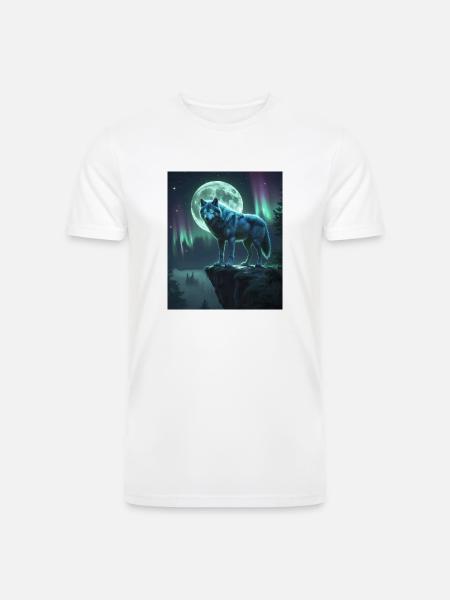 Mystical Wolf Under Moonlight - Men’s Tri-Blend Organic T-Shirt - white