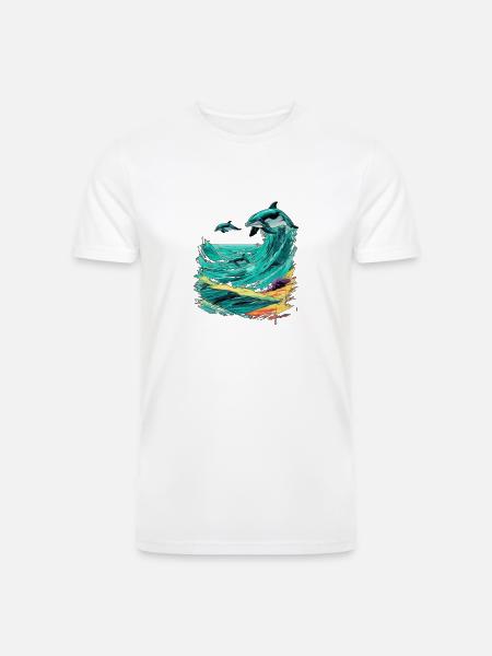 Pixel Beach CRT Dreams - Men’s Tri-Blend Organic T-Shirt - white