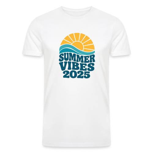 Summer Vibes 2025 Retro Sunset T-Shirt | Fun Beach - Men’s Tri-Blend Organic T-Shirt