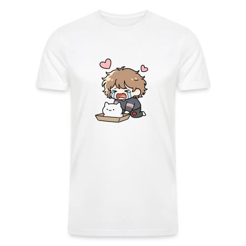 Crying Chibi Boy with Stray Cat - Men’s Tri-Blend Organic T-Shirt