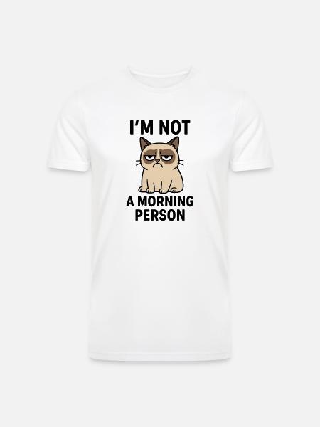 Moody Cat Minimal Meme - Men’s Tri-Blend Organic T-Shirt - white