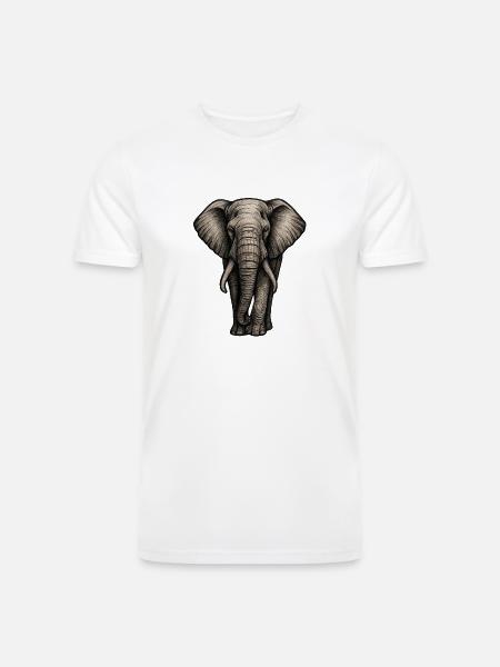Charcoal Elephant Portrait - Men’s Tri-Blend Organic T-Shirt - white