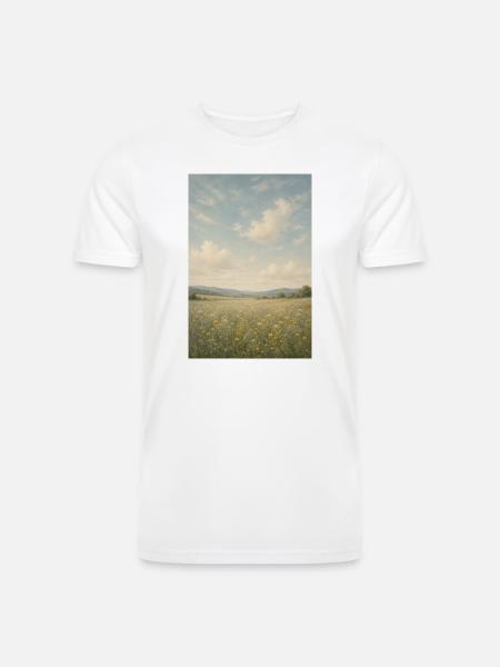 Meadow Bloom Under Wide Sky - Men’s Tri-Blend Organic T-Shirt - white
