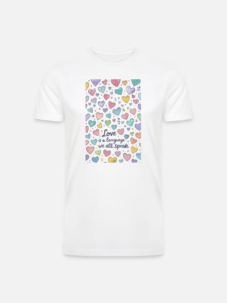 Love Speaks Hearts Pattern - Men’s Tri-Blend Organic T-Shirt - white