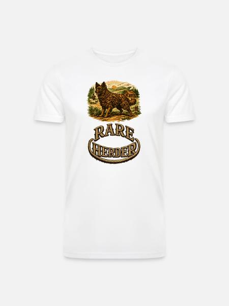 Rare Herder: Rustic Wolfdog Scene - Men’s Tri-Blend Organic T-Shirt - white
