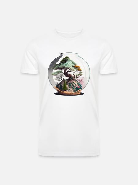 Bonsai Tree Terrarium - Men’s Tri-Blend Organic T-Shirt - white
