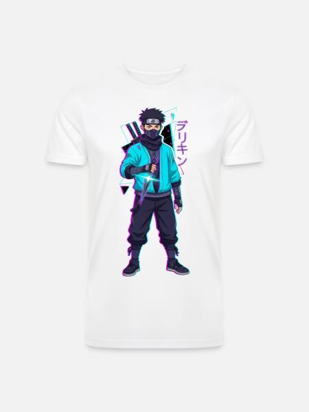 Neon Shinobi Cyan - Men’s Tri-Blend Organic T-Shirt - white