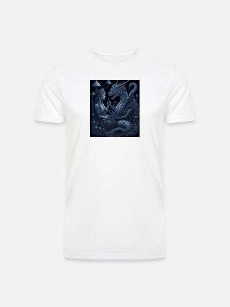 Moonlit Dragon Guardian - Men’s Tri-Blend Organic T-Shirt - white
