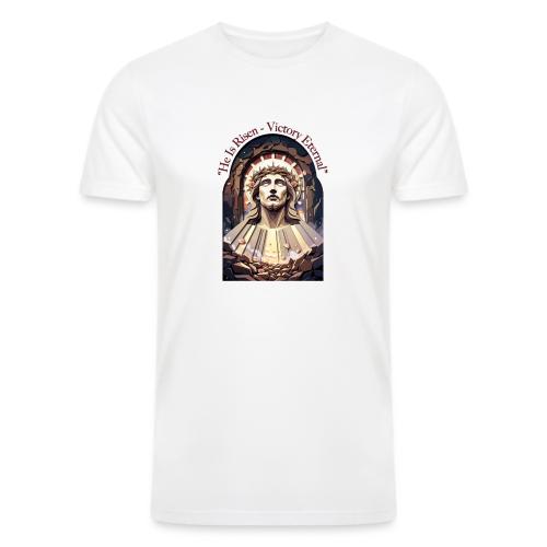 Easter He Is Risen Face of Christ T Shirt, Gift - Men’s Tri-Blend Organic T-Shirt