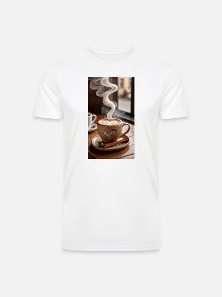 Heart Latte Steam Art - Men’s Tri-Blend Organic T-Shirt - white