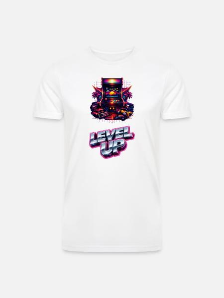 Neon Level Up Arcade - Men’s Tri-Blend Organic T-Shirt - white